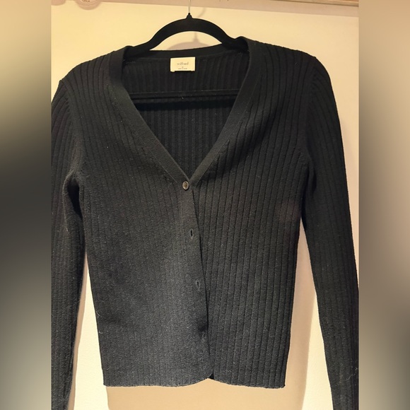 Wilfred Black Ribbed V-Neck Cardigan - Picture 2 of 5